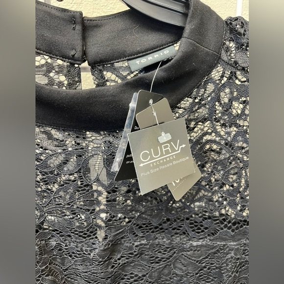Torrid Black Lace Mock Neck Skater Midi Dress - New - Size 2 (18/20) - Picture 5 of 6